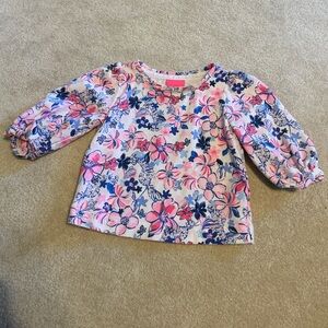 Lilly Pulitzer Pink & Navy Floral Puff Sleeve Top